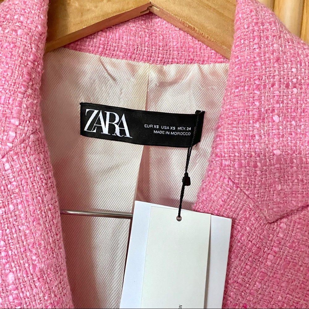 Zara pink tweed double breasted blazer barbie - Picture 9 of 13